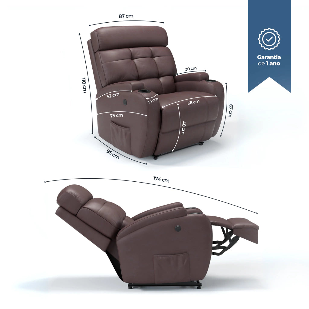 Poltrona Reclinável Damie Elétrica Fixa com Elevação