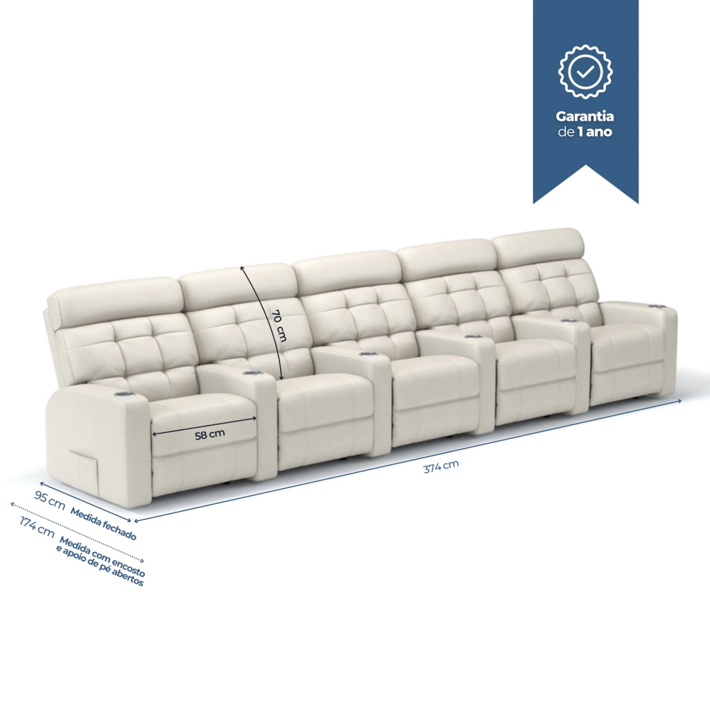Poltrona Cinema Damie 5 Lugares COM Braço no meio - Manual