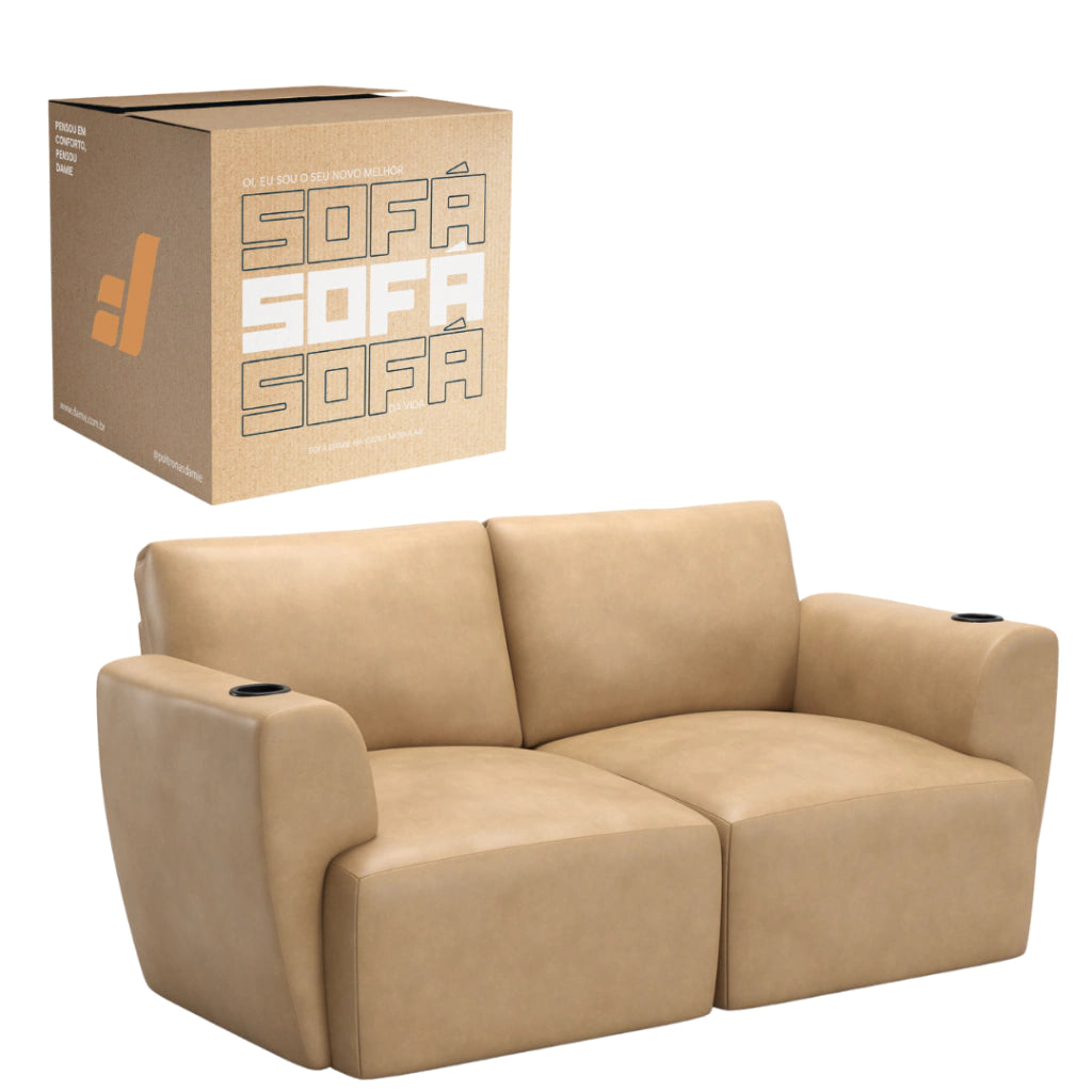 Sofá Damie Na Caixa Modular 2 Lugares + Apoio de Pé Grátis (Puff)