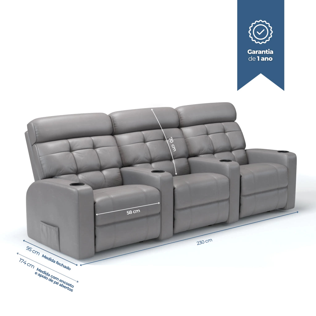 Poltrona Cinema Damie 3 Lugares COM Braço no meio - Manual