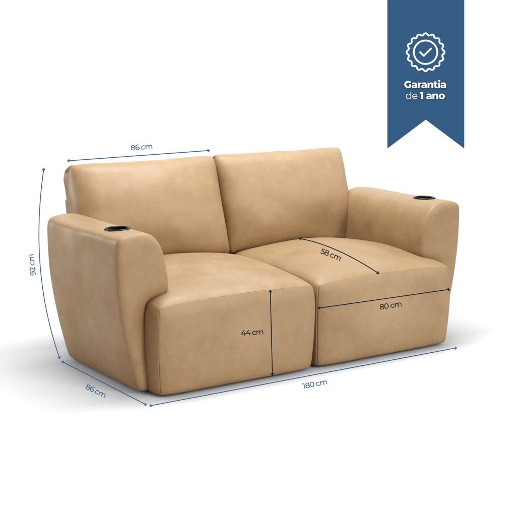 Sofá Damie Na Caixa Modular 2 Lugares + Apoio de Pé Grátis (Puff)