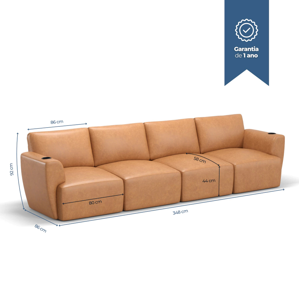 Sofá Damie Na Caixa Modular 4 Lugares + Apoio de Pé Grátis (Puff)