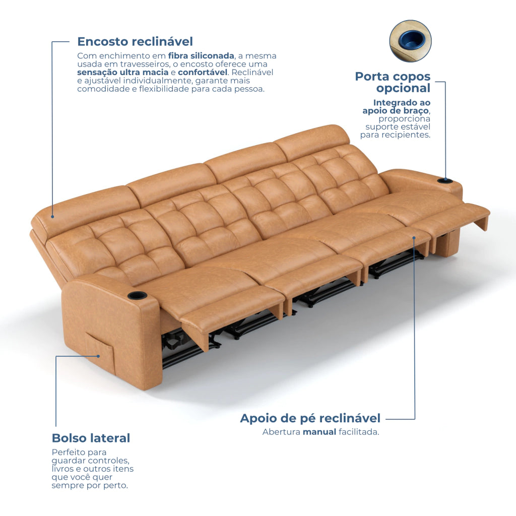 Poltrona Cinema Damie 4 Lugares SEM Braço no meio - Manual