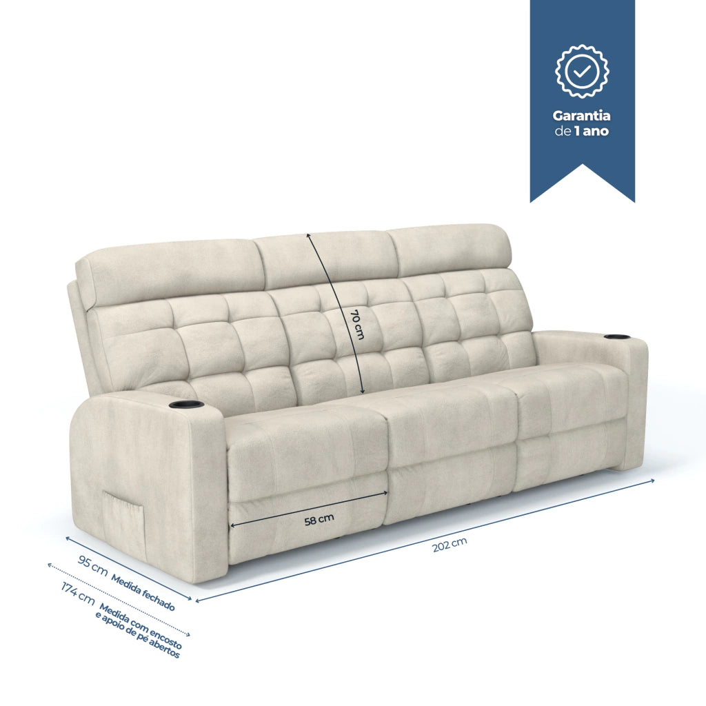 Poltrona Cinema Damie 3 Lugares SEM Braço no meio - Manual