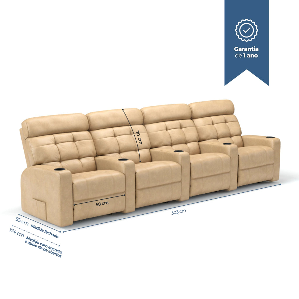 Poltrona Cinema Damie 4 Lugares COM Braço no meio - Manual
