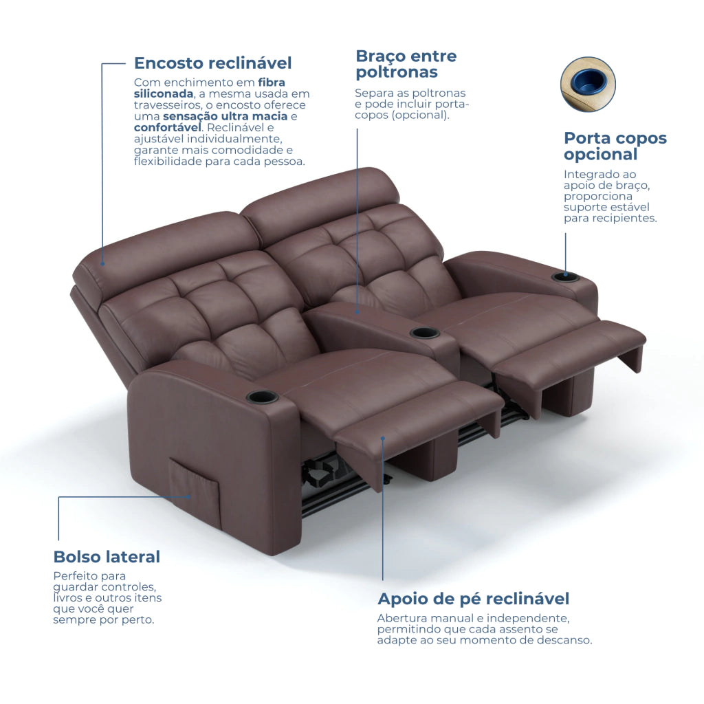 Poltrona Cinema Damie 2 Lugares COM Braço no meio - Manual