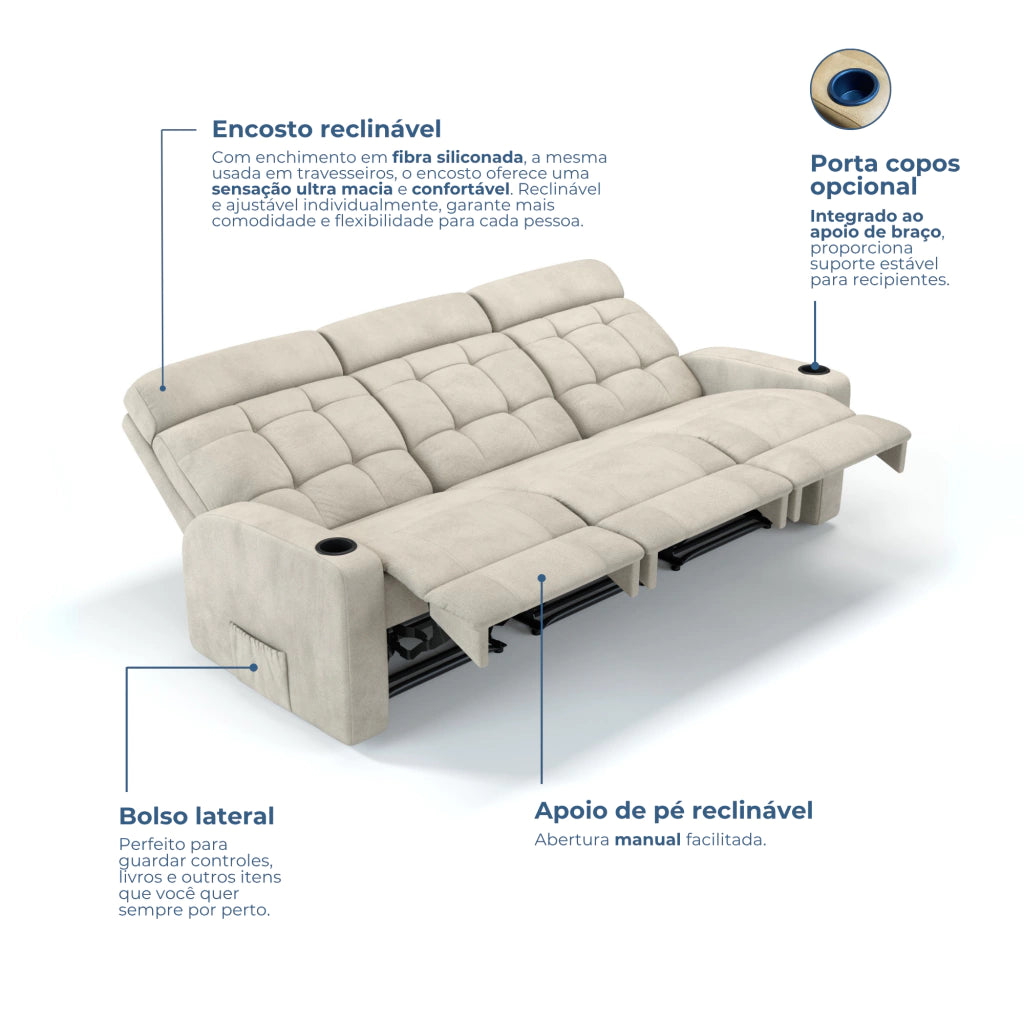 Poltrona Cinema Damie 3 Lugares SEM Braço no meio - Manual