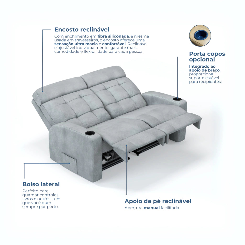 Poltrona Cinema Damie 2 Lugares SEM Braço no meio - Manual