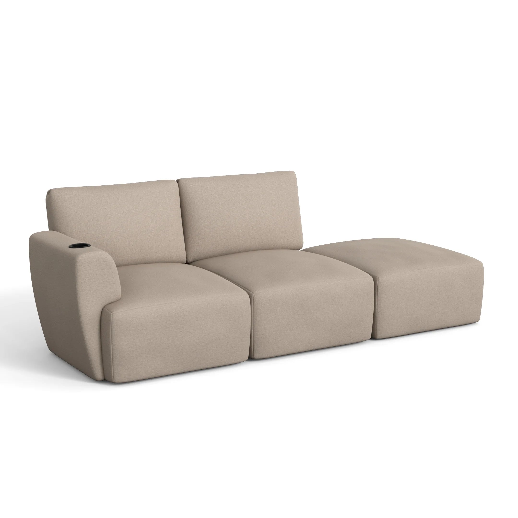 Sofá Damie na Caixa Modular 2 Lugares com 1 Braço + Apoio de Pé Grátis (Puff)