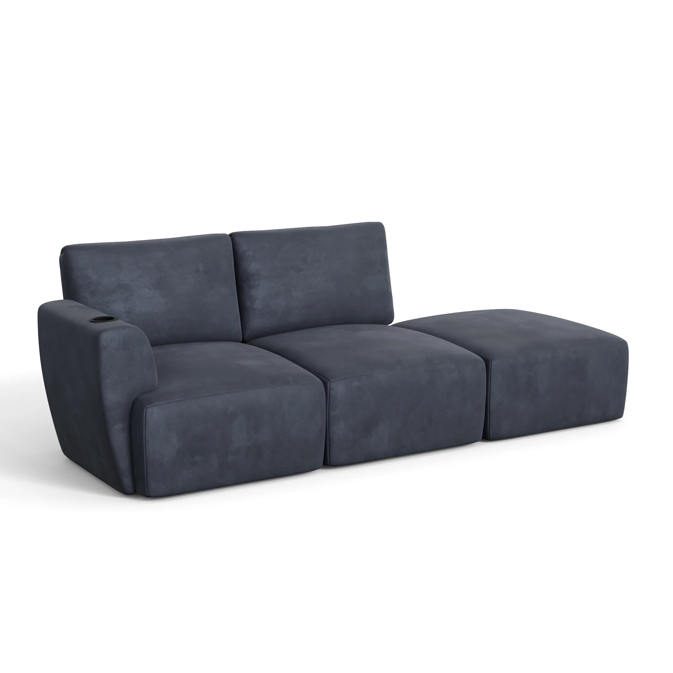 Sofá Damie na Caixa Modular 2 Lugares com 1 Braço + Apoio de Pé Grátis (Puff)