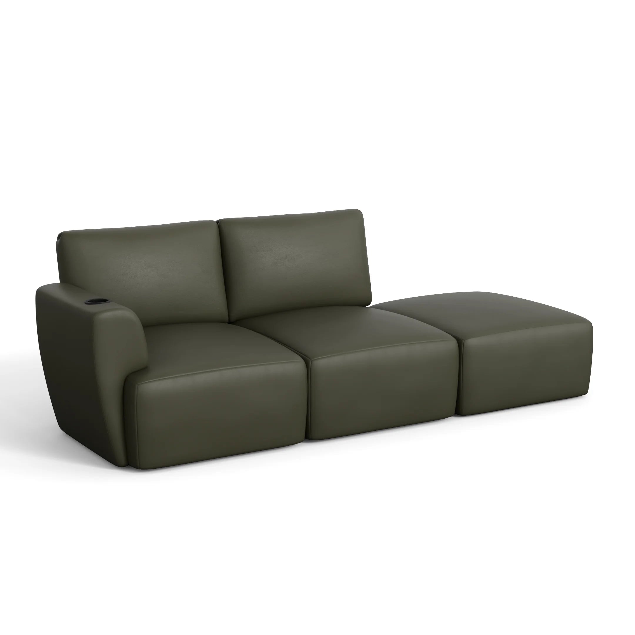 Sofá Damie na Caixa Modular 2 Lugares com 1 Braço + Apoio de Pé Grátis (Puff)