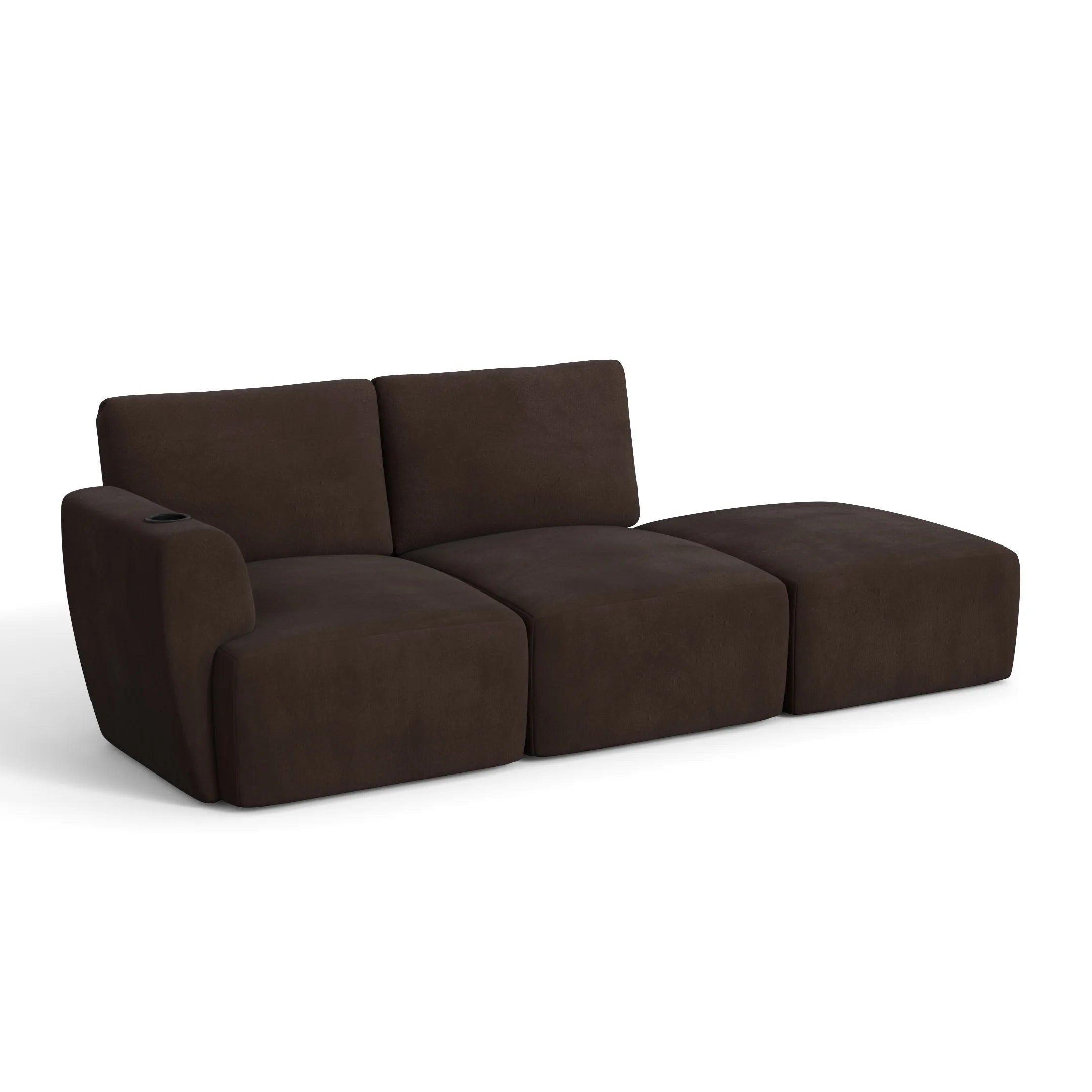 Sofá Damie na Caixa Modular 2 Lugares com 1 Braço + Apoio de Pé Grátis (Puff)